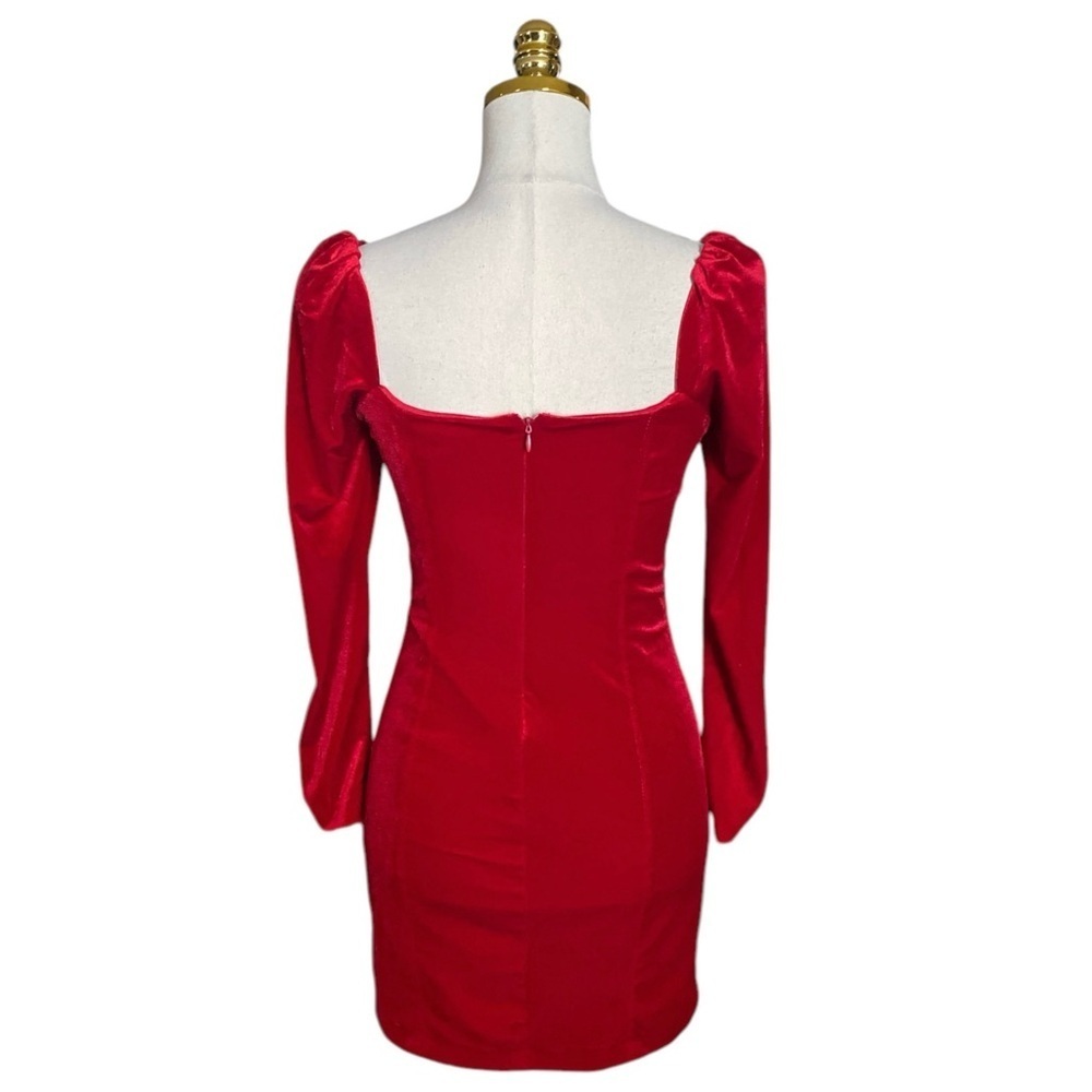 1.STATE Women’s Princess Seamed Red Velvet Mini Cocktail Dress Size Small - Picture 5 of 7
